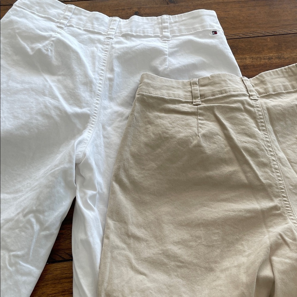 2 Tommy Hilfiger Capri pants size 4 white and khaki tan - Picture 10 of 16